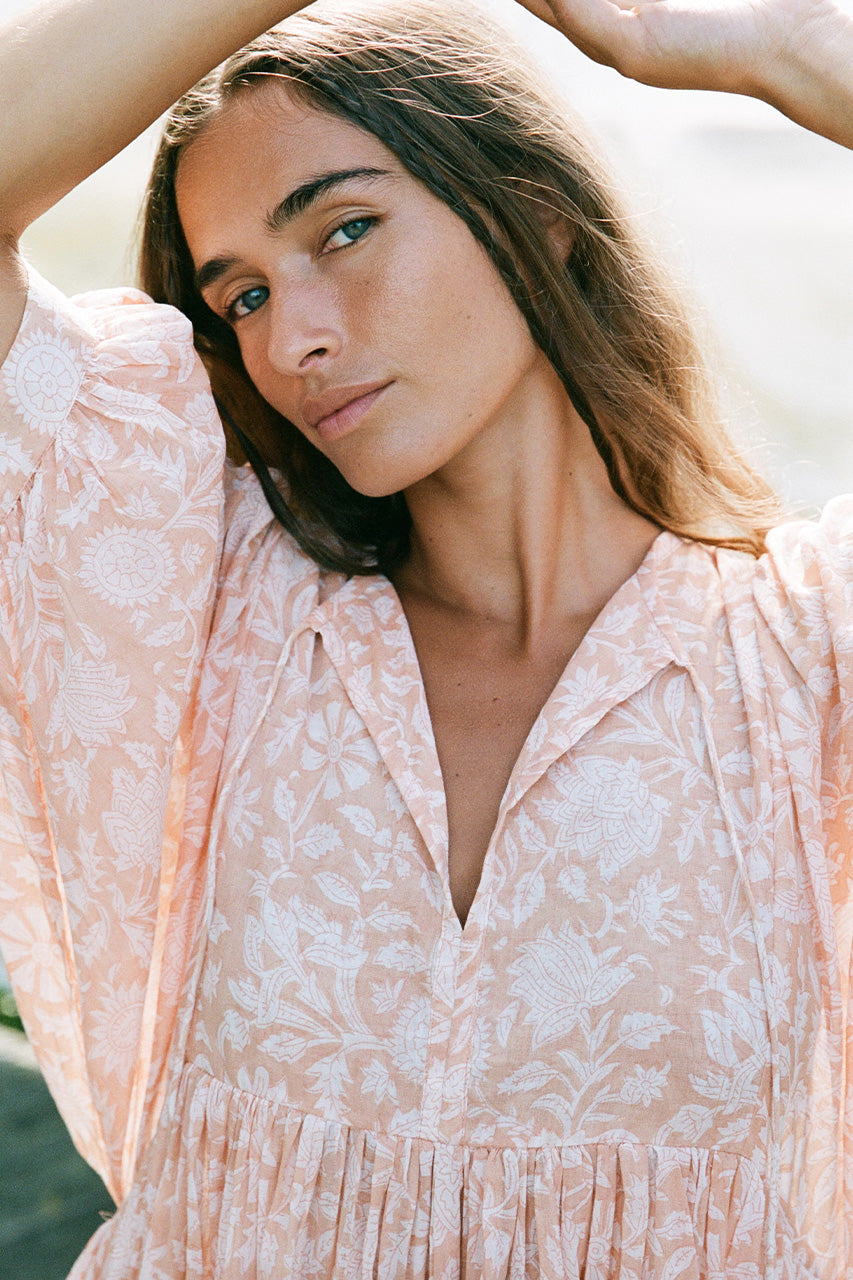 Kyra Midi Dress ~ Apricot Blush