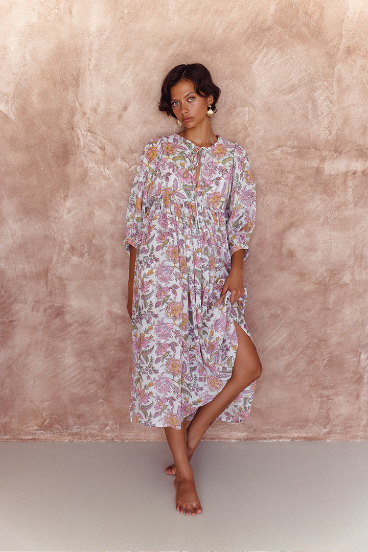 Kyra Midi Dress ~ Fuchsia Bloom