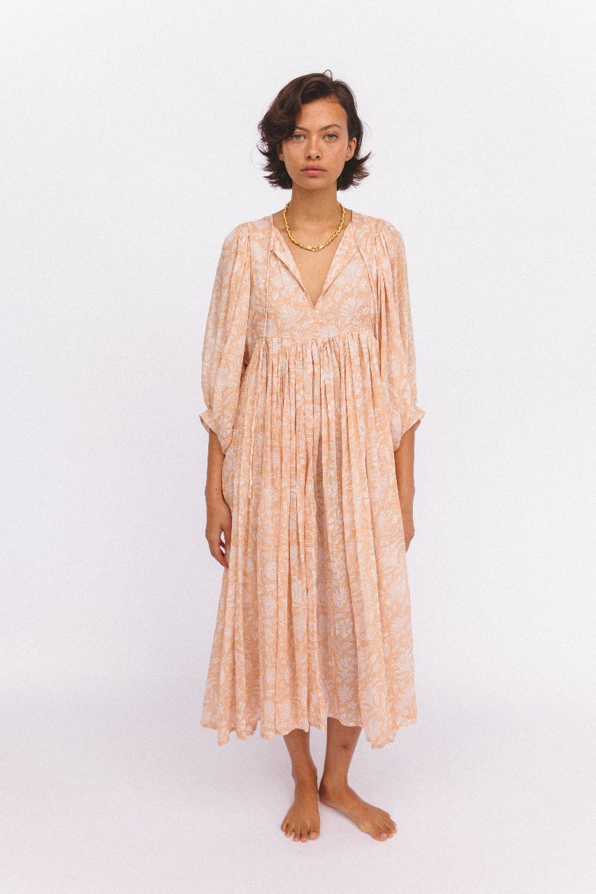 Kyra Midi Dress ~ Apricot Blush