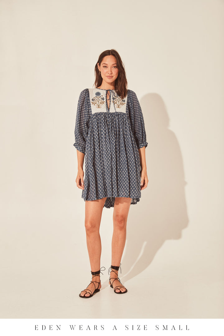 Kyra Mini Dress ~ Blue Carnation
