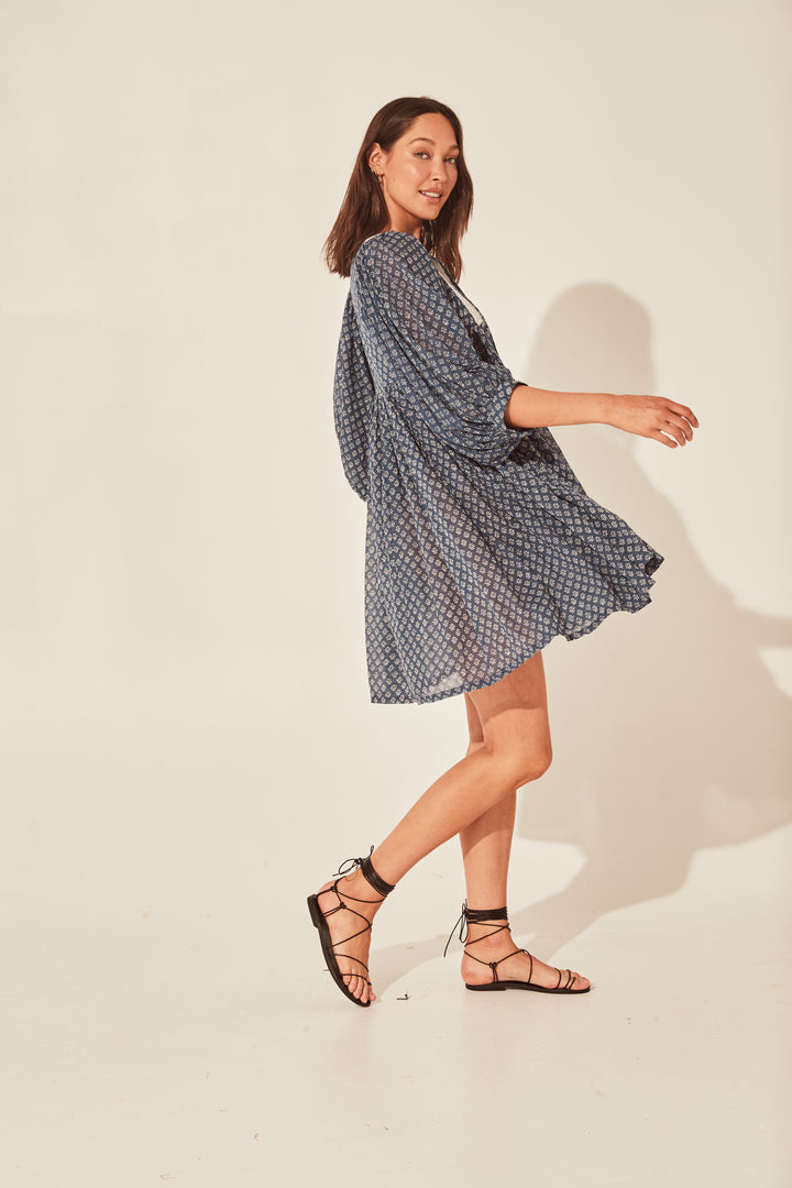 Kyra Mini Dress ~ Blue Carnation